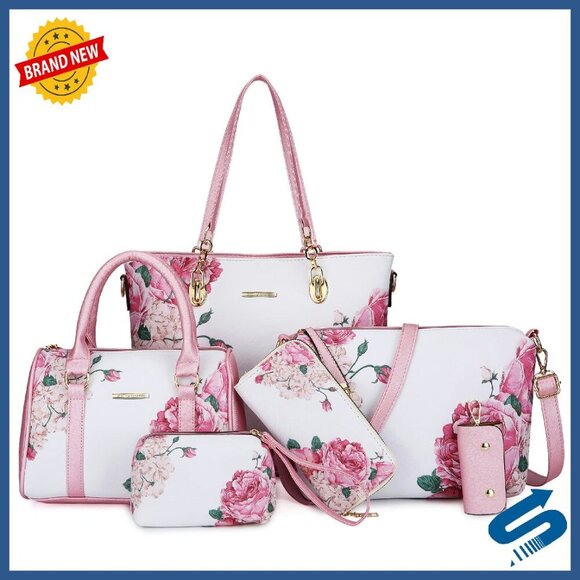 Other - 6-Piece Kids Faux Leather Purse Set with Tote Shoulder Bag Clutch